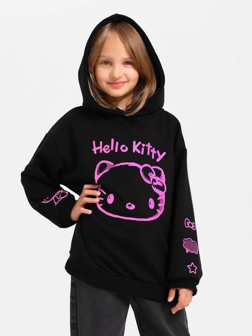 Худи с капюшоном оверсайз с принтом Hello Kitty