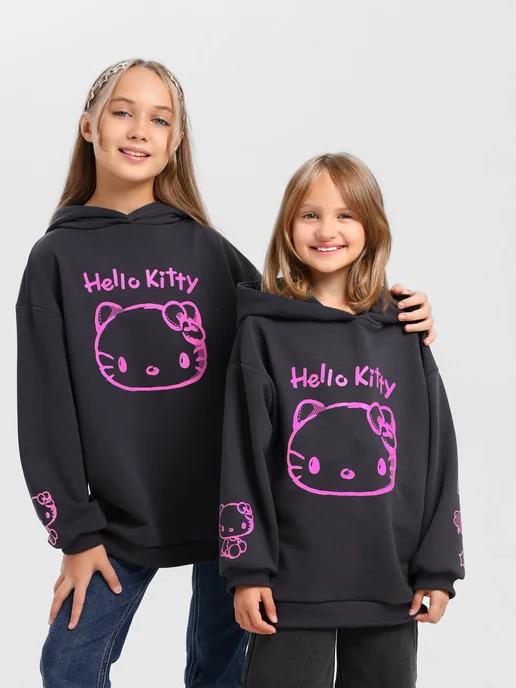 Худи с капюшоном оверсайз с принтом Hello Kitty