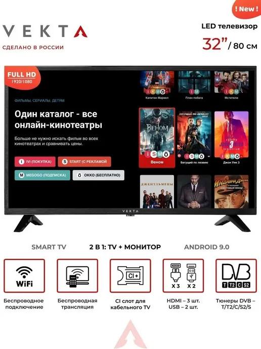 Телевизор смарт LD-32SF4850BS 32" на Android 9.0