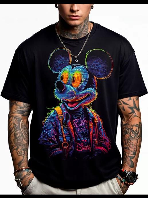 Футболка с принтом светящимся Mickey Mouse