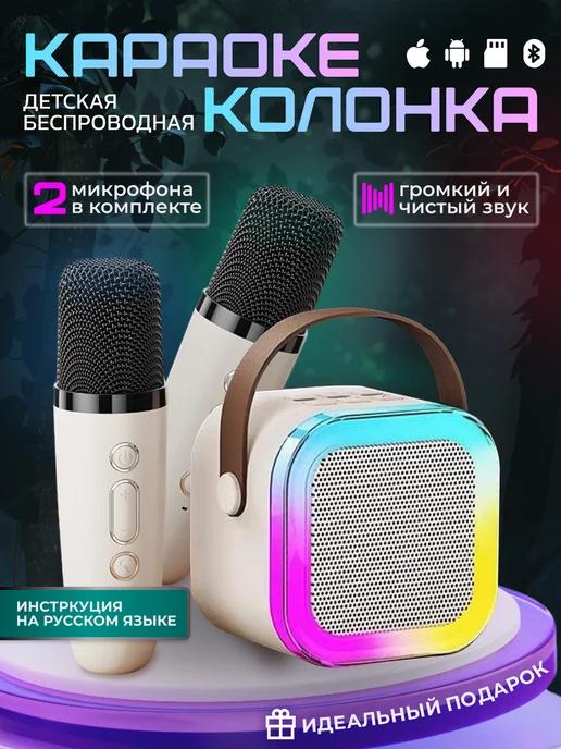 Колонка беспроводная музыкальная с 2 микрофонами