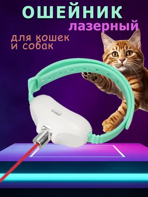 Игрушка для кошек и собак интерактивный ошейник лазерный