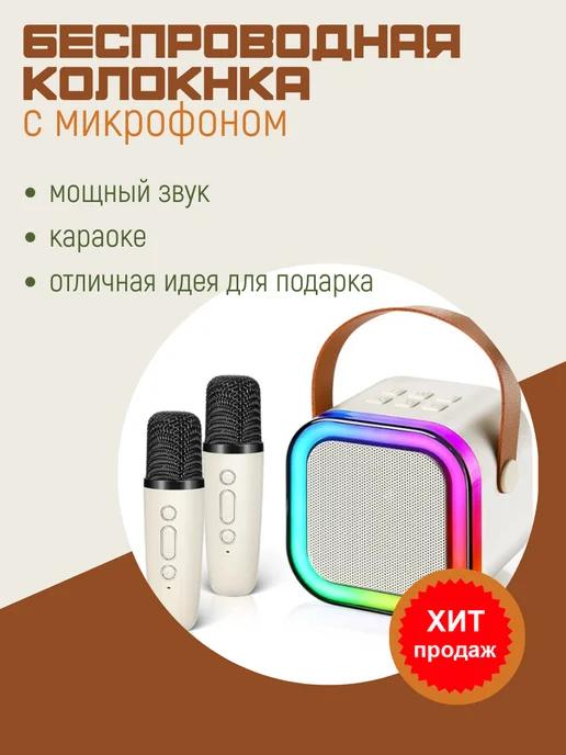 Мини караоке-портативный с двумя беспроводными микрофонами