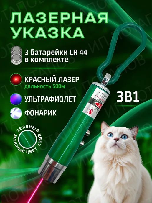 Лазерная указка для кошек и собак игрушка зеленая