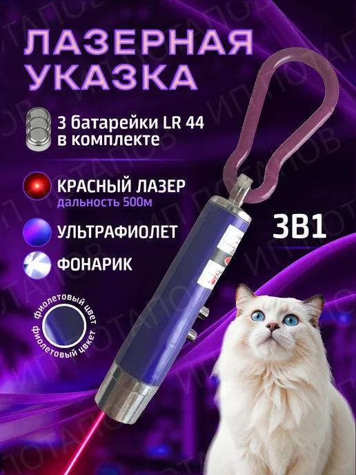 Лазерная указка для кошек и собак игрушка фиолетовая