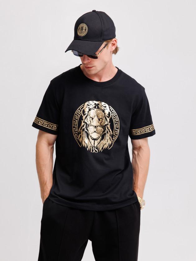 BlackStarWear | Футболка GOLD LION  Черный/Золотой XS