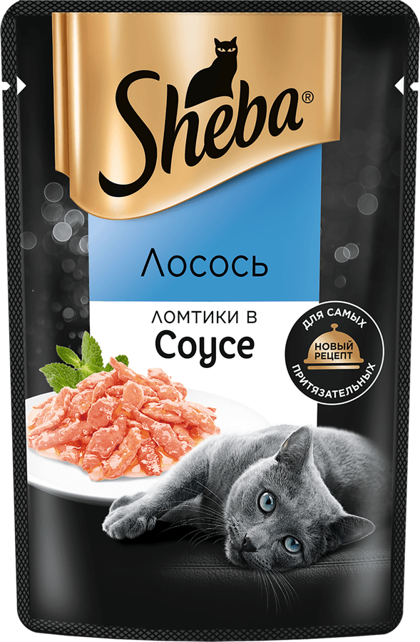 Корм консервированный для взрослых кошек SHEBA ломтики в соусе с лососем, 75г