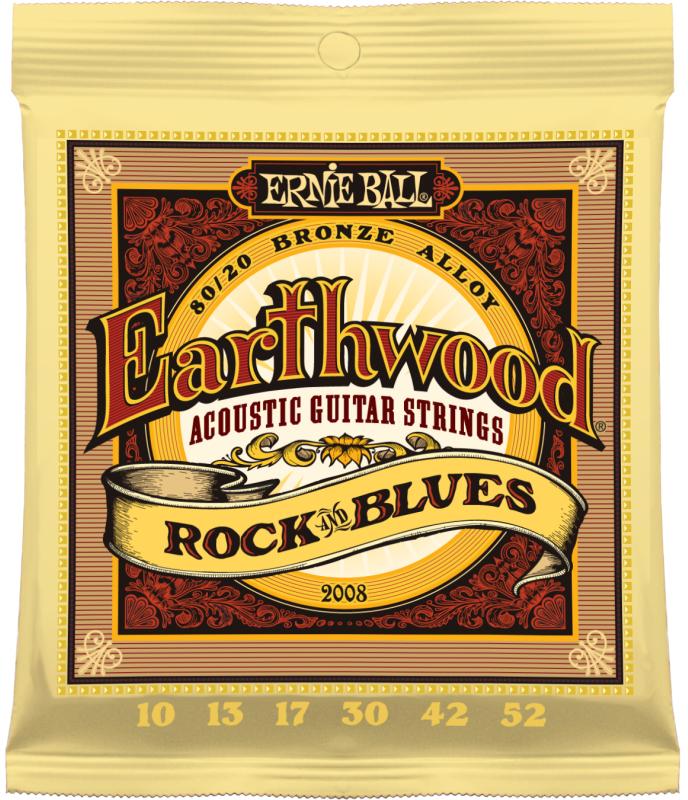 ERNIE BALL 2008 струны для акустической гитары 80/20 Earthwood Rock&Blues (10-13-17-30-42-52)