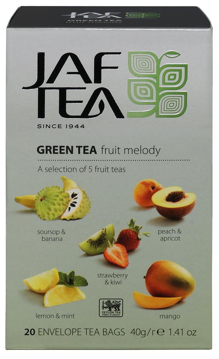 Чай цейлонский JAF TEA "Green Fruit Melody" зеленый 20 пакетиков в конвертиках, Ассорти 5 видов