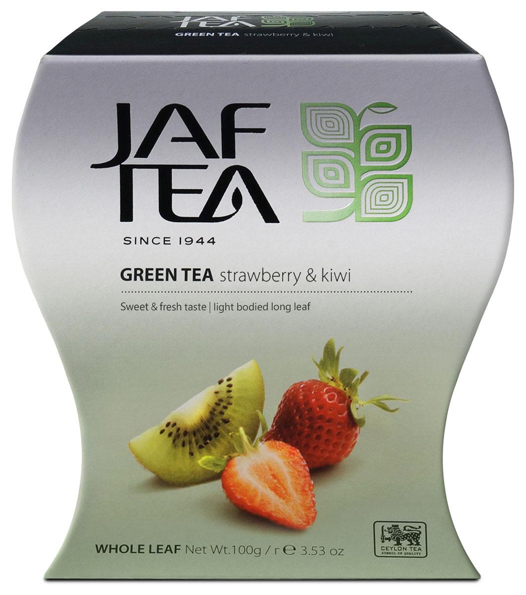 Чай цейлонский JAF TEA "Strawberry & Kiwi" зеленый листовой, с ароматом клубники и киви, 100 г.