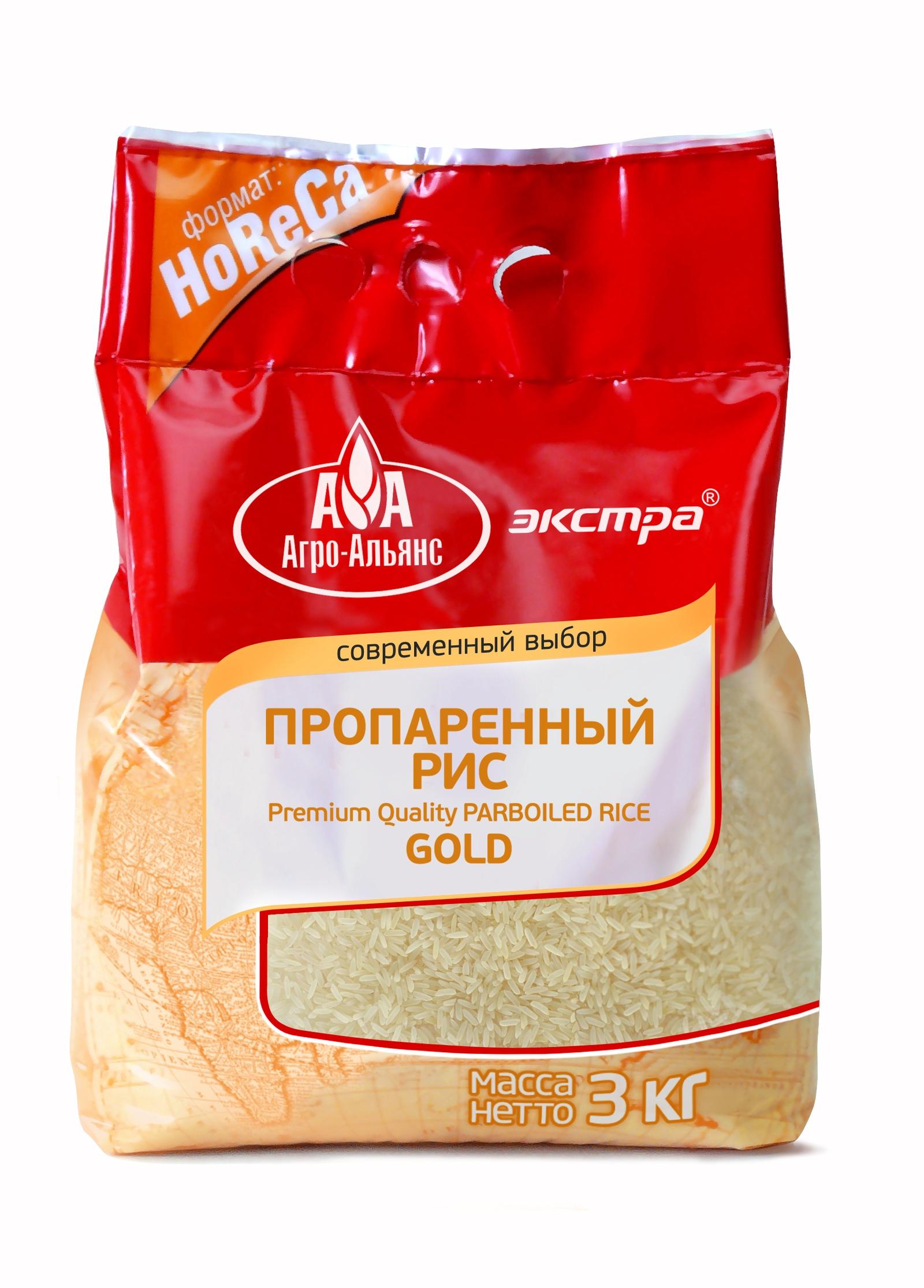 Пропаренный рис "Gold" "Агро-Альянс" Экстра HoReCa, 3 кг