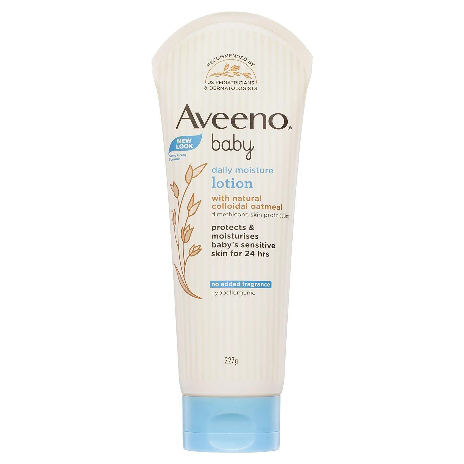 Aveeno Baby Daily Moisture Lotion Детский ежедневный лосьон увлажняющий гипоаллергенный с натуральной овсянкой для чувствительной кожи малыша, 227г