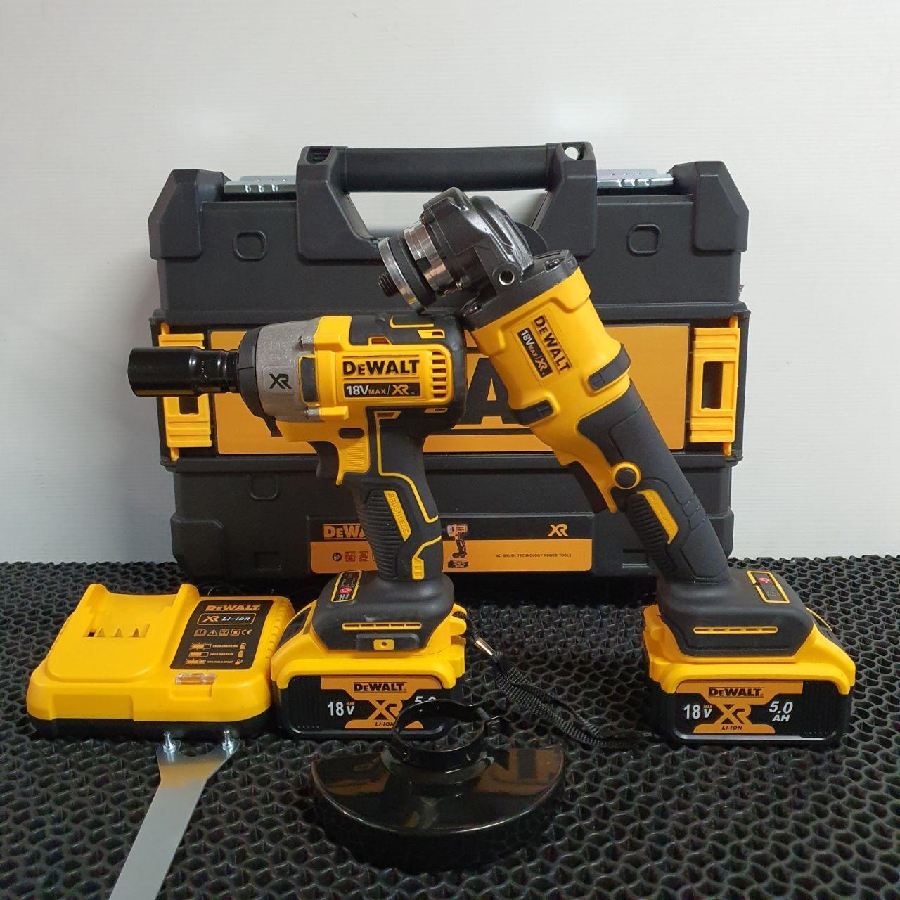 Набор аккумуляторного инструмента 2в1 DeWalt гайковерт 460Nm и болгарка УШМ 18V