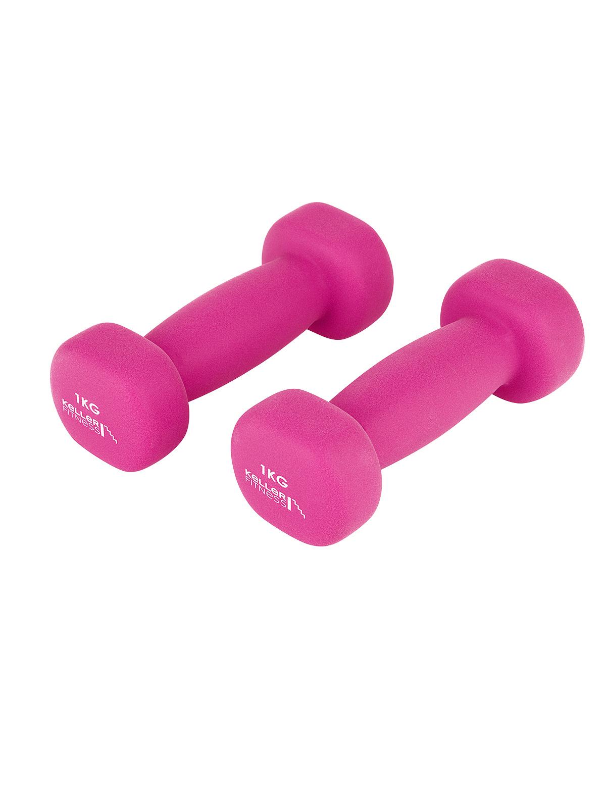 Гантель 1 кг KETT-UP KELLER FITNESS, (2шт), неопреновая, розовый