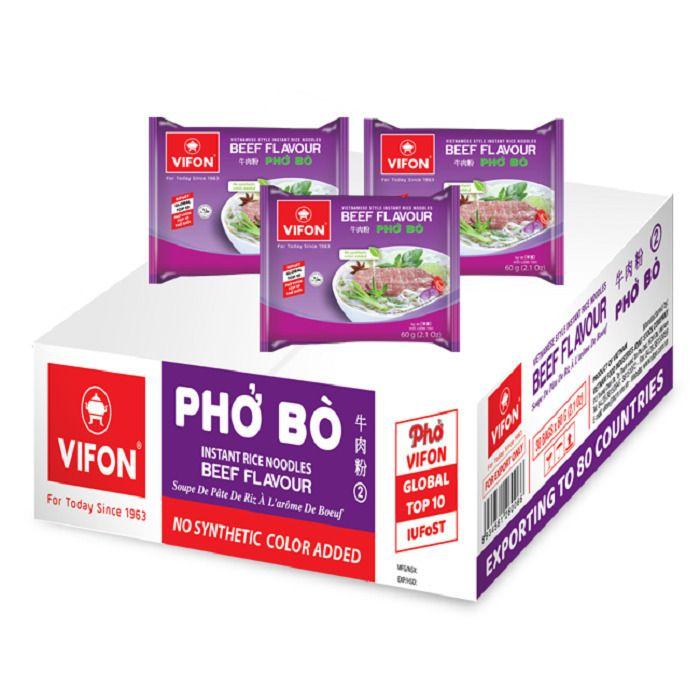 PHO BO рисовая лапша быстрого приготовления. Вкус говядины (VIFON), 60гр. 30 штук.