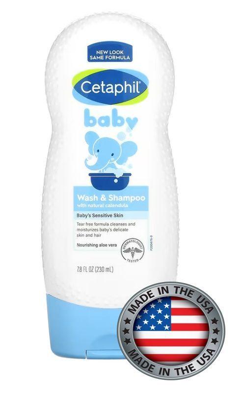 Cetaphil, детский гель для душа и шампунь, с натуральной календулой, 230 мл