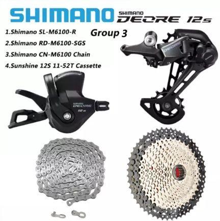 SHIMANO Deore M6100 12-скоростной комплект трансмиссии 1x12 переключатель скоростей Цепь M6100, кассета SUNSHINE 52T 12S, 1x12-скоростной набор из четырех частей