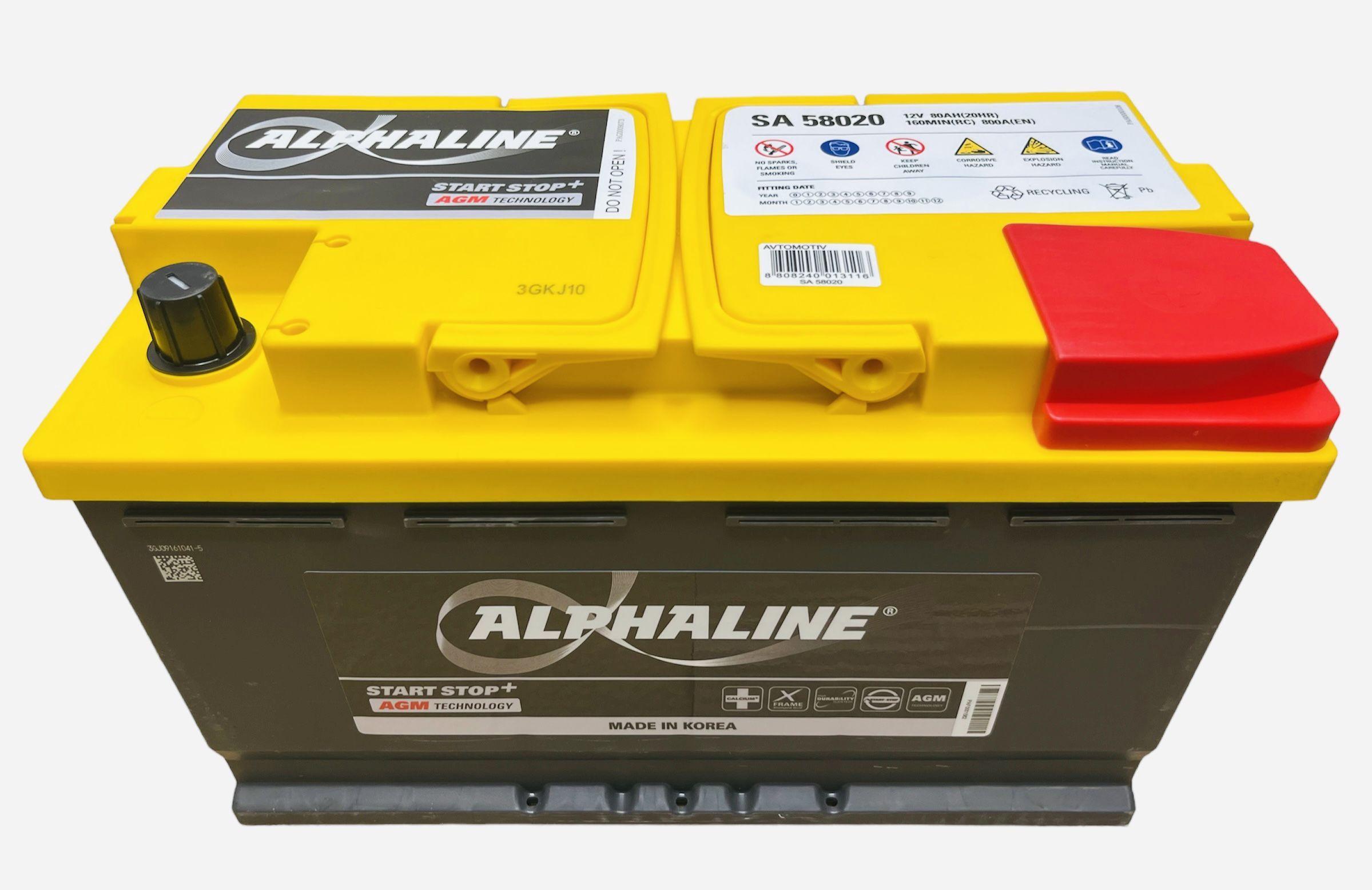 AlphaLINE | Аккумулятор автомобильный ALPHALINE AGM 80 L4 80 Ач о.п. 800 А 315х175х190