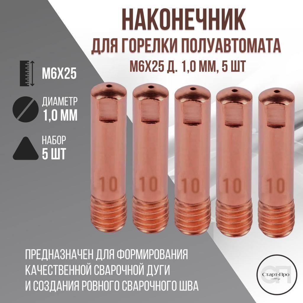 I-SHA/Наконечник для горелки полуавтомата М6х25х1.0 мм, 5 шт