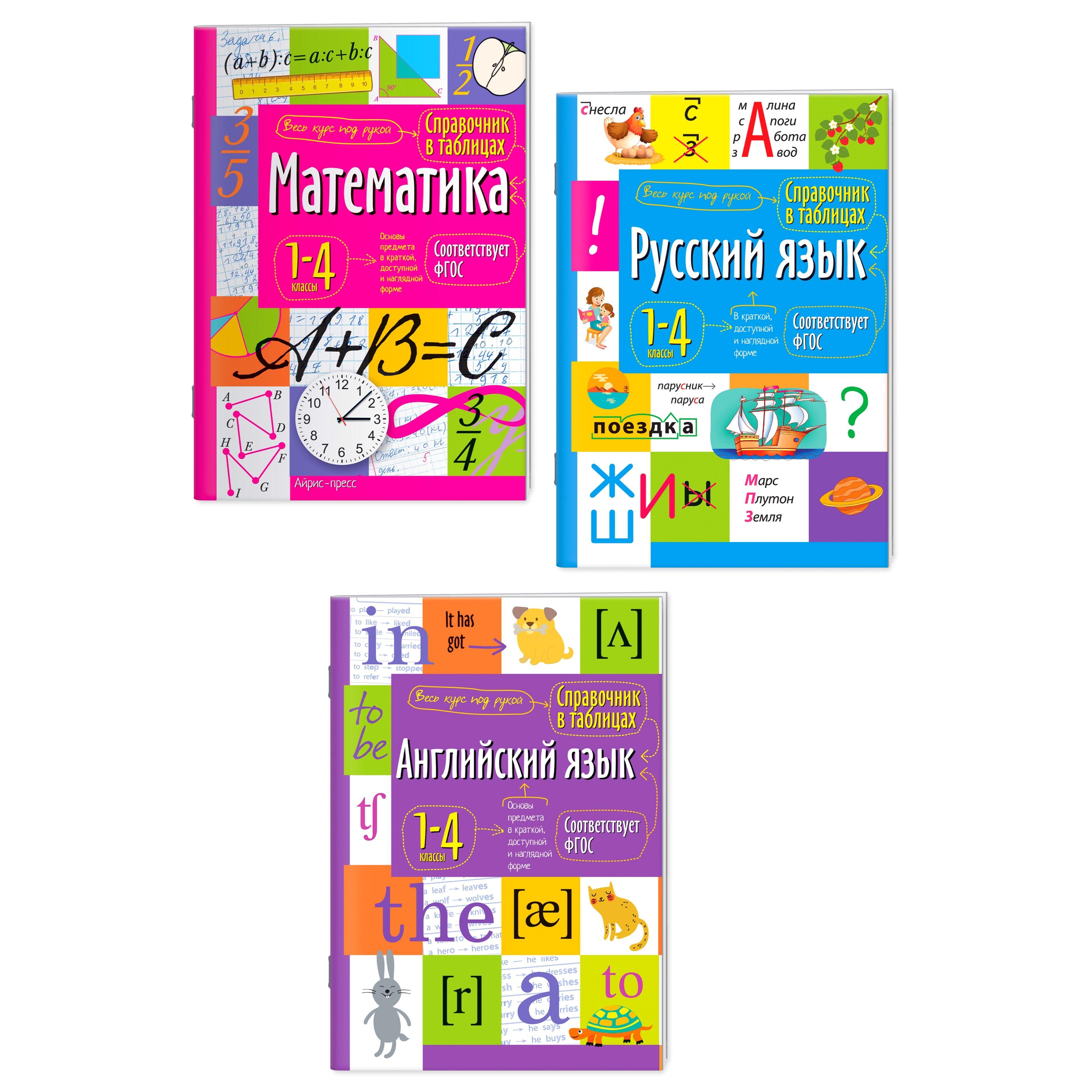 Справочник школьника в таблицах для начальной школы. Математика, Русский язык, Английский язык 1-4 класс. ФГОС