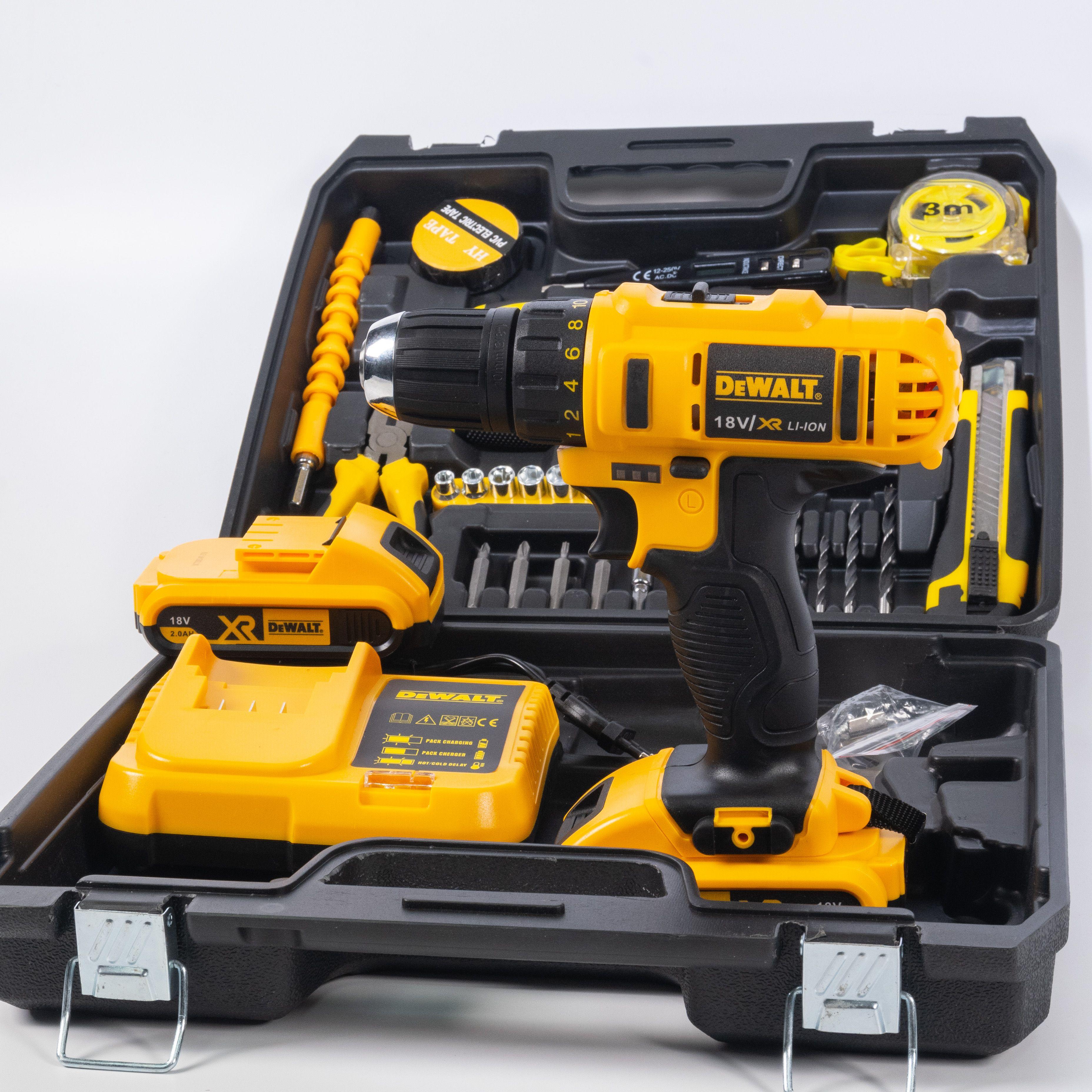 Dewalt, шуруповерт аккумуляторный, DCD718MM, от аккумулятора, 18 В, 35 Нм, 2 акб