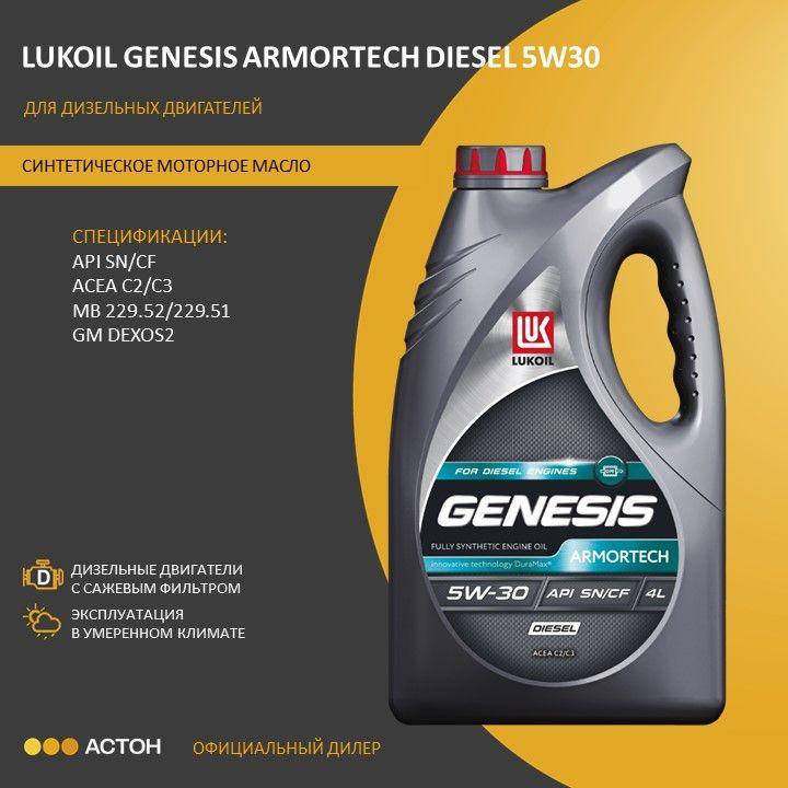 ЛУКОЙЛ (LUKOIL) GENESIS ARMORTECH DIESEL 5W-30 Масло моторное, Синтетическое, 4 л