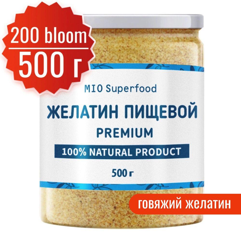 Желатин пищевой говяжий 500 гр Miosuperfood для приготовления желе 87% белка (коллаген), аналог агар агар, все для выпечки, ингредиенты для десертов, холодца, рыбного и мясного заливного.