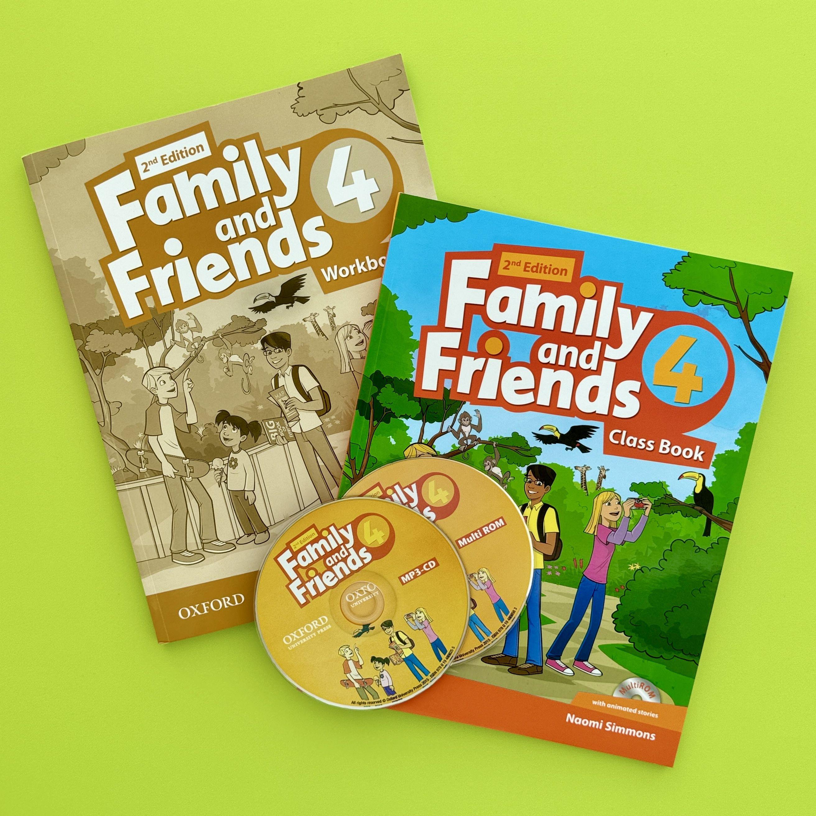 Комплект Family and friends 4: Class book and Workbook (учебник, рабочая тетрадь - 2 книги) + 2CD