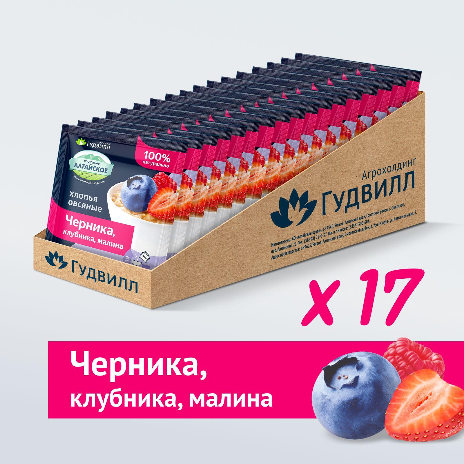 Каша быстрого приготовления черника клубника малина Гудвилл 17 пакетиков по 40 гр