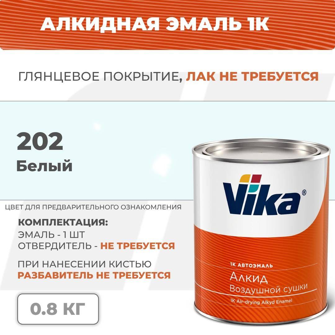 Алкидная эмаль, 202 белая, Vika (Vika-60) глянцевая 1К, 0.8 кг