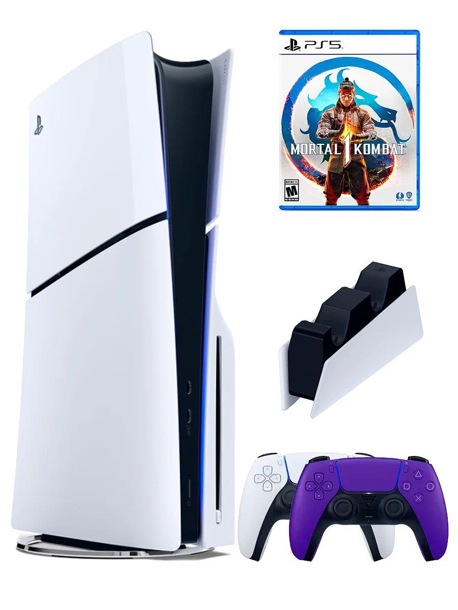 PS5 (ПС5) Игровая приставка Sony PlayStation 5 Slim disk+2-й геймпад( фиолетовый)+зарядное+ игра Mortal Kombat