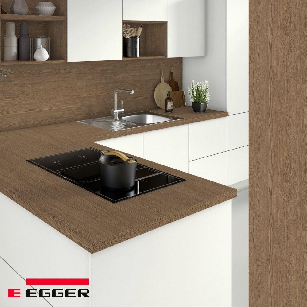 Столешница для кухни Egger 2500х600x38мм с торцевыми планками. Цвет - Дуб Бельмонт коричневый