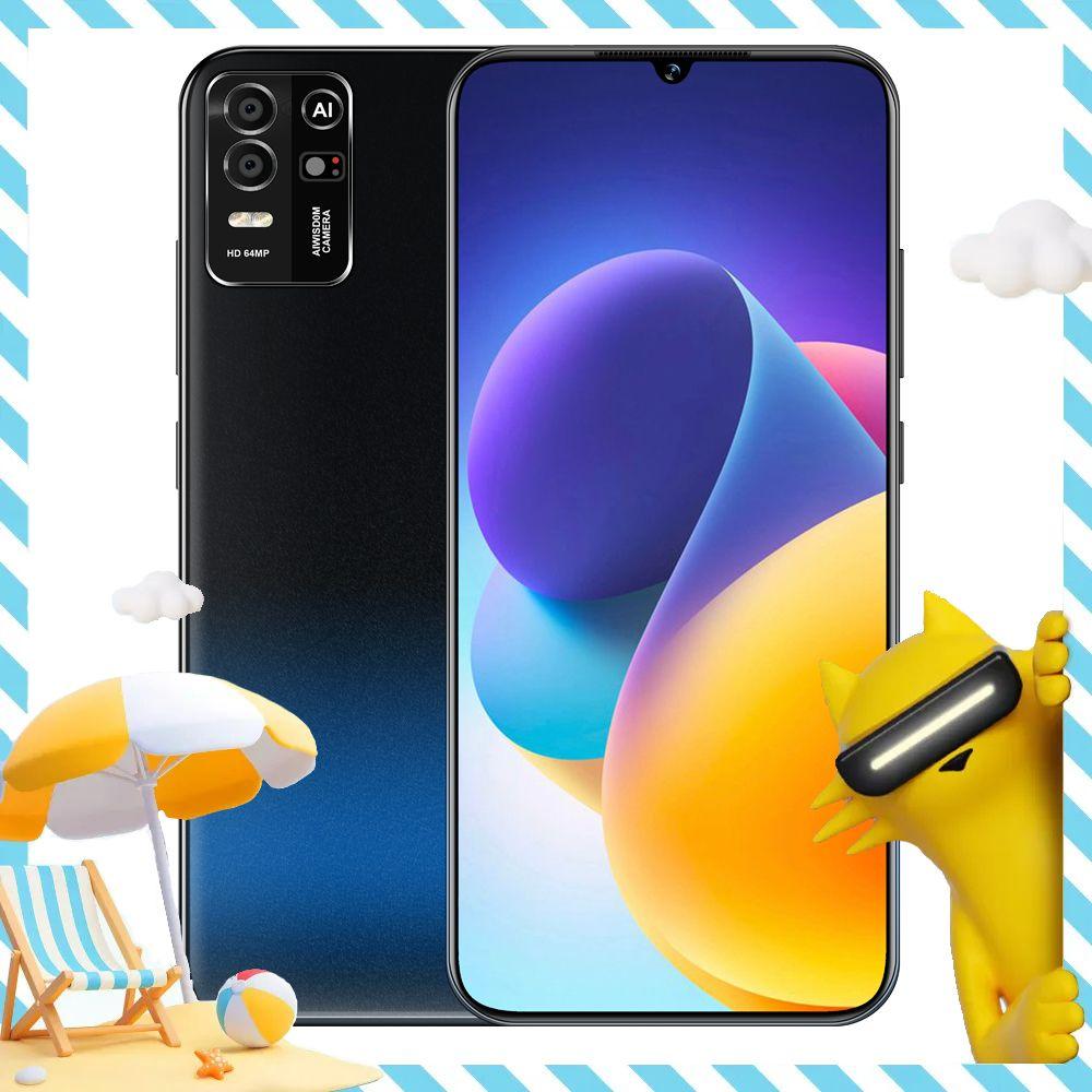 Смартфон Note30* 6,8  -дюймовый HD-экран smart island, NFC, подарок для игр и развлечений в офисе, поддержка русского языка и сети 5G 6/128 ГБ, черный