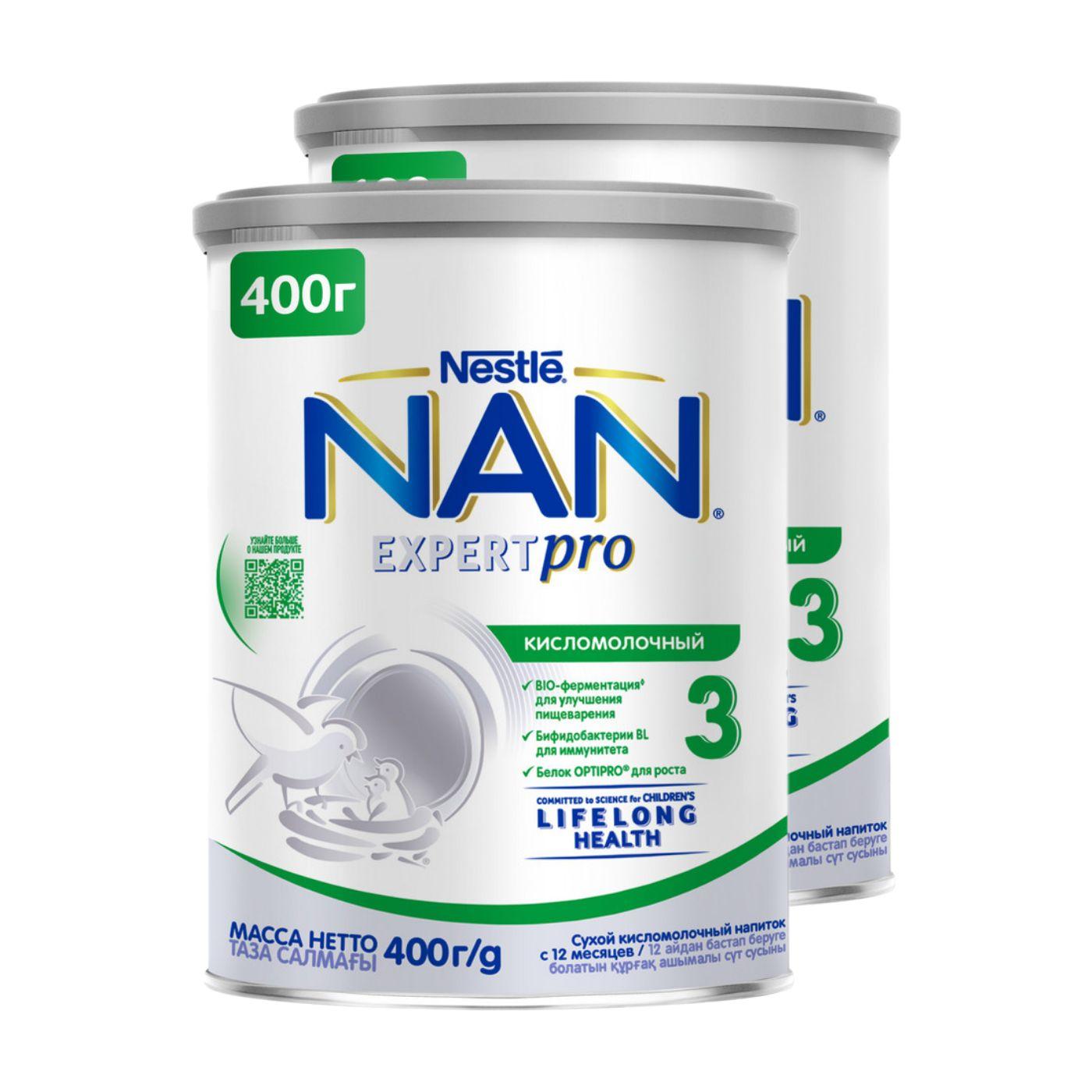 Молочко детское Nestle NAN 3 ExpertPro, кисломолочный, с 12 месяцев, 400 г 2 шт