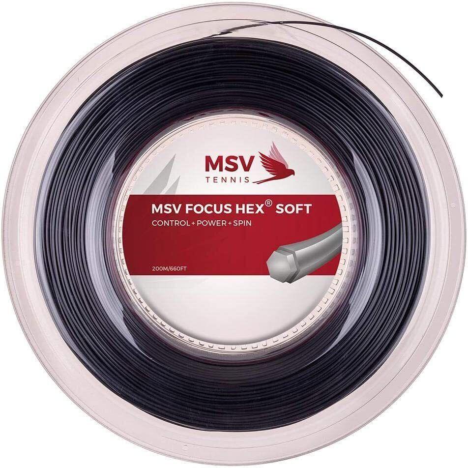 Теннисная струна MSV Focus HEX Soft, 1,20, 200м (черный) (1,20 / черный)