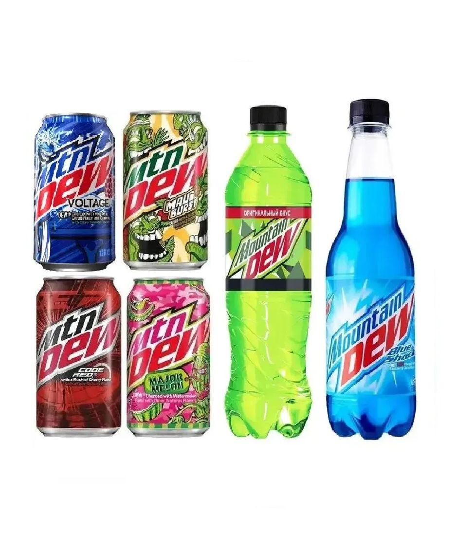 Набор из 6 напитков Mountain Dew, 355мл х 4 шт, 400мл х 1шт, 500мл х 1шт