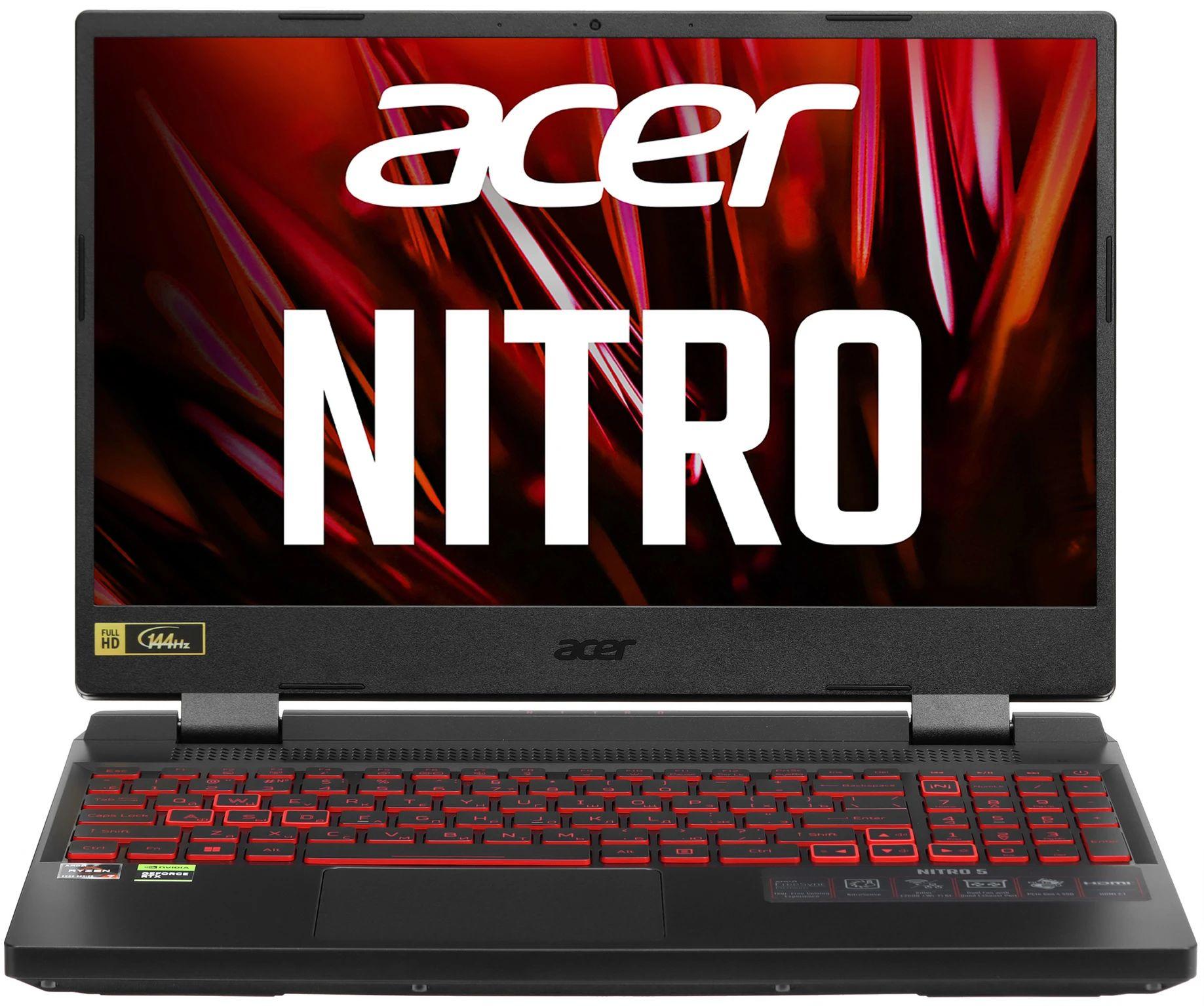 Acer 15.6" Ноутбук Acer Nitro 5 AN515-46-R9K5, 1920x1080, IPS, AMD Ryzen 7 6800H, RAM 16 ГБ, SSD 512 ГБ, GeForce RTX 3050 для ноутбуков 4 ГБ, без ОС, черный Игровой ноутбук 15.6", AMD Ryzen 7 6800H, RAM 16 ГБ, SSD, NVIDIA GeForce RTX 3050 для ноутбуков (4 Гб), Без системы, (NH.QGXCD.001), черный, Русская раскладка