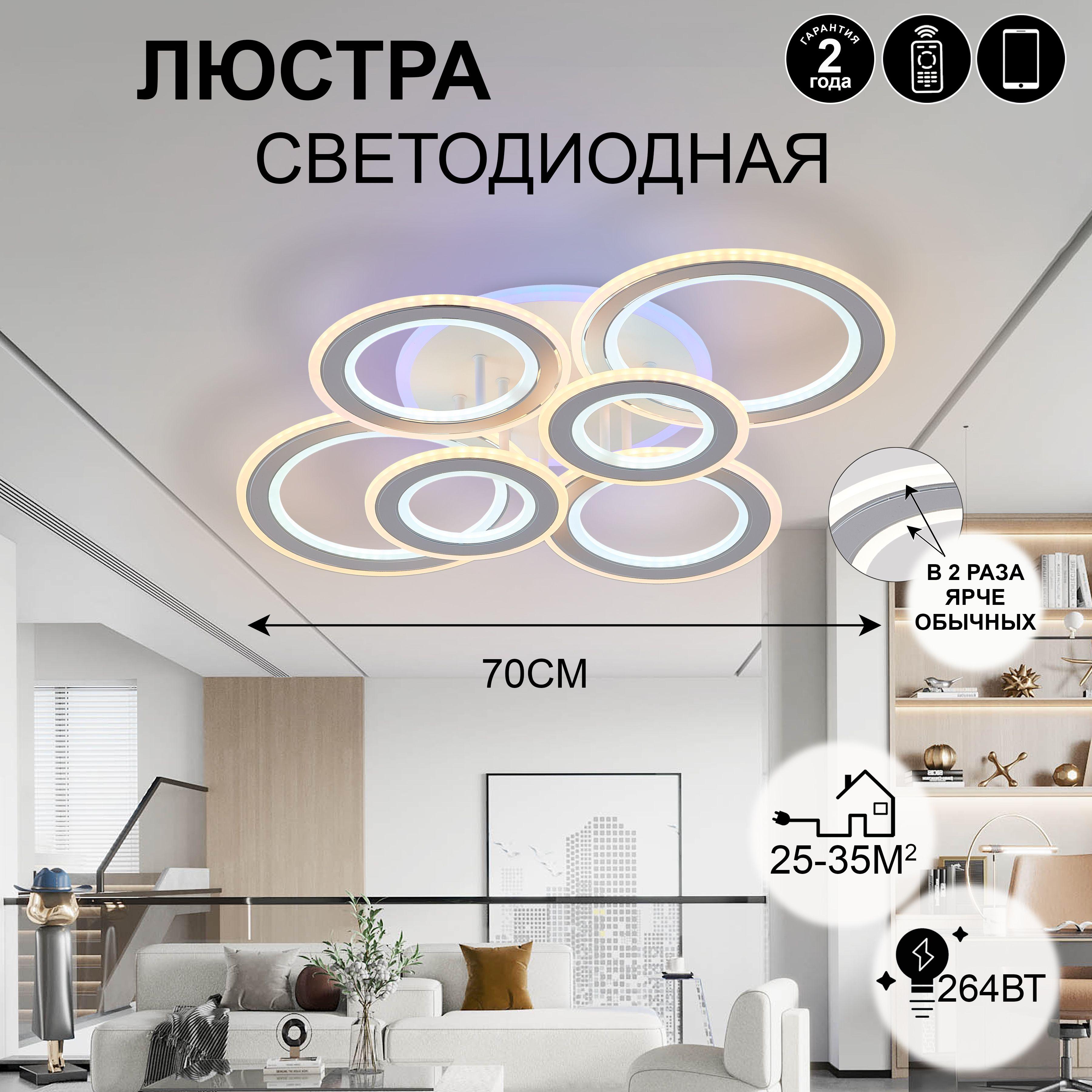 Люстра потолочная AINE Light 264 Вт светодиодная с пультом и подсветкой RGB