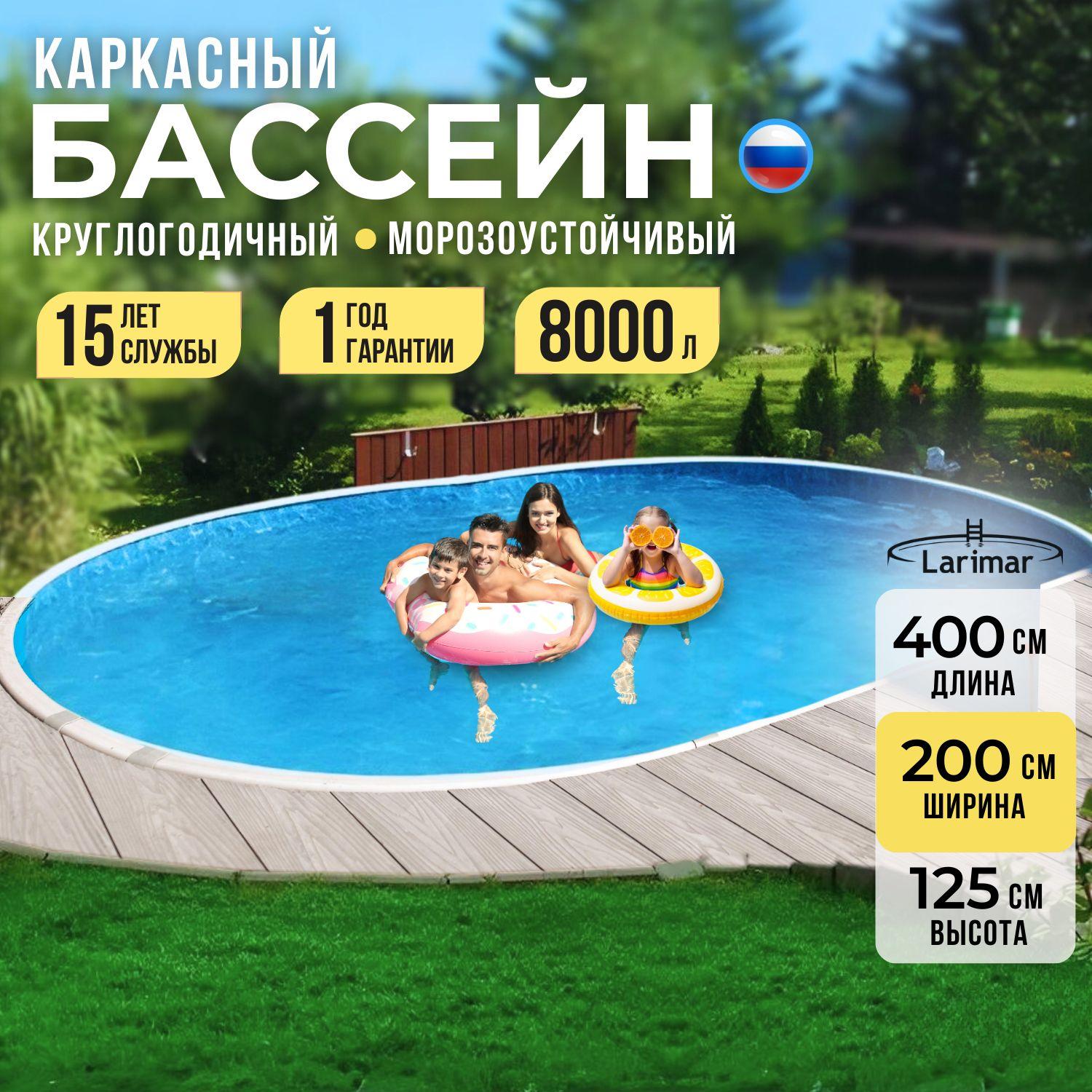 Бассейн каркасный вкапываемый 400 х 200 х 125 см морозоустойчивый LARIMAR