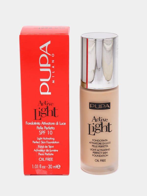 Крем тональный PUPA 030 тон, матовый дышащий Active Light SPF 10, 30 мл