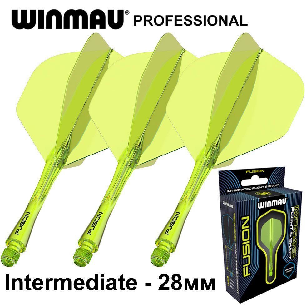 Литые оперения с хвостовиками WINMAU FUSION Intermediate Fluoro Yellow (жёлтые). Профессиональный уровень. Для дротиков Дартс.