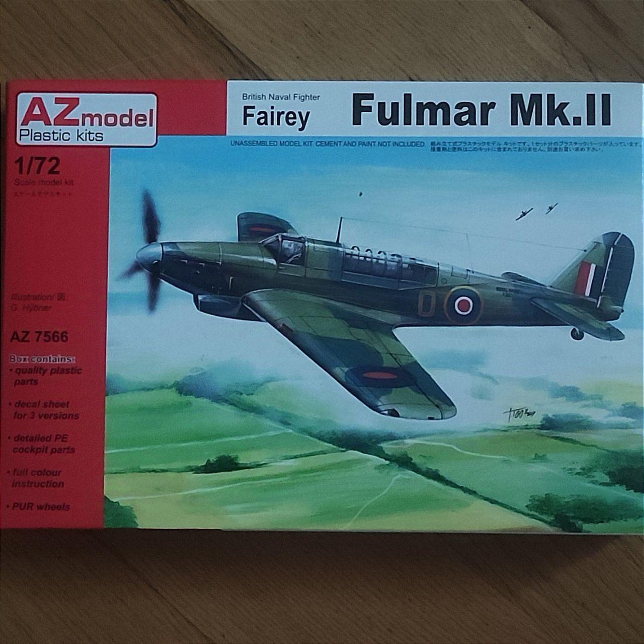 Сборная модель самолета. Морской истребитель FAIREY FULMAR MK.II, AZmodel AZ 7566, 1/72