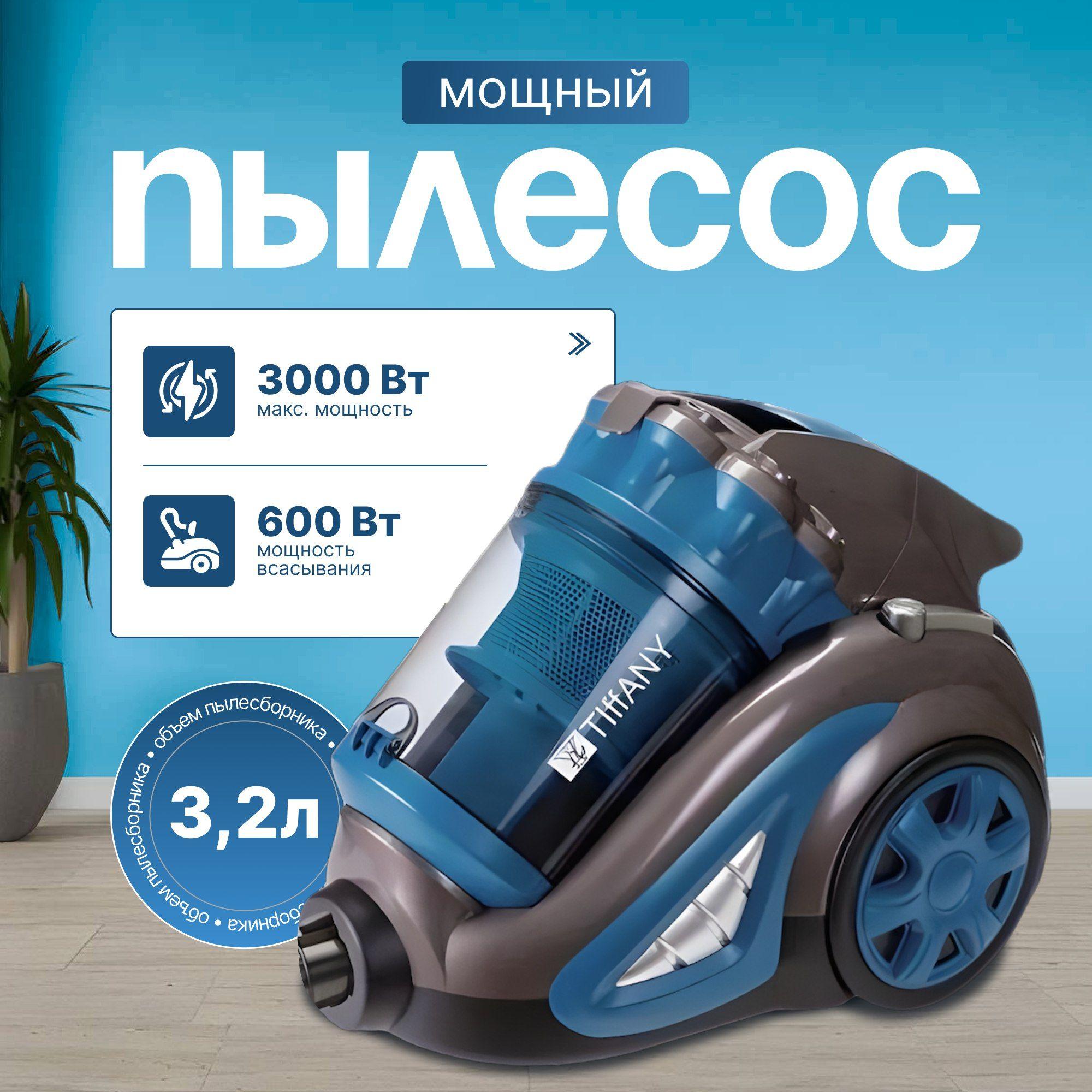 Пылесос для дома с контейнером мощный B&P 3000 Вт, синий