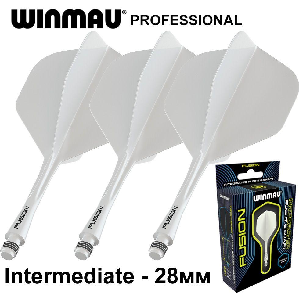 Литые оперения с хвостовиками WINMAU FUSION Intermediate White (белые). Профессиональный уровень. Для дротиков Дартс.