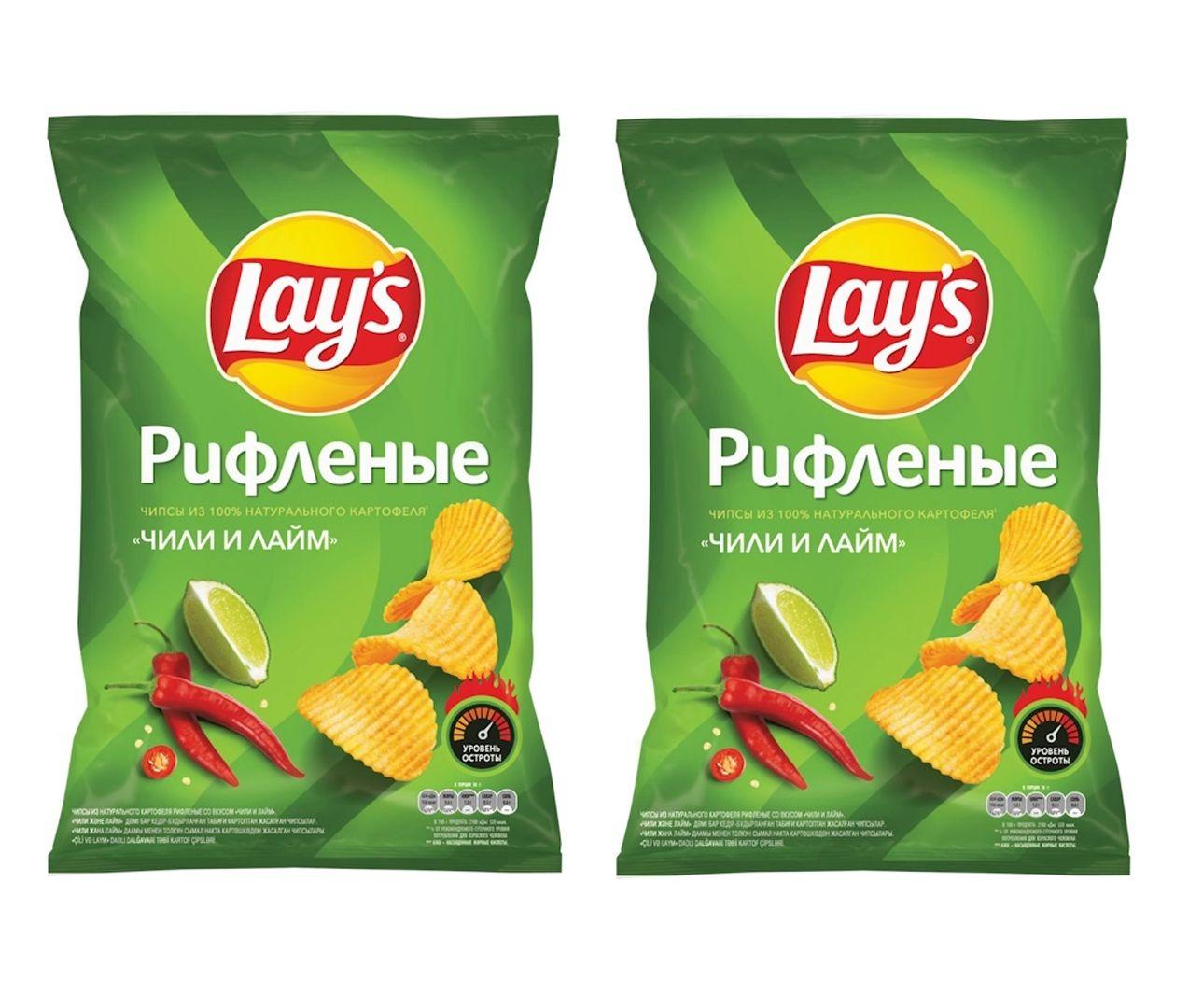 Чипсы картофельные Lay's со вкусом Чили и Лайм, 2 шт по 125 г