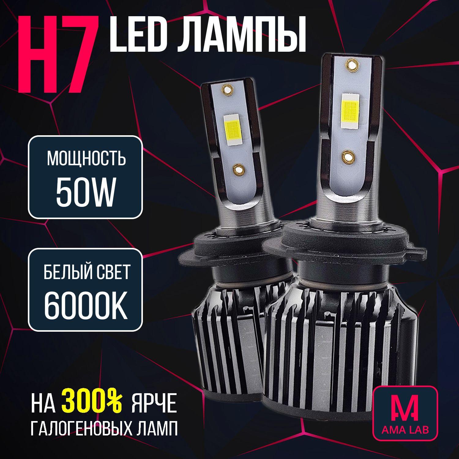 Светодиодные лампы H7 F25, LED лампы H7, яркие 50W, 6000K