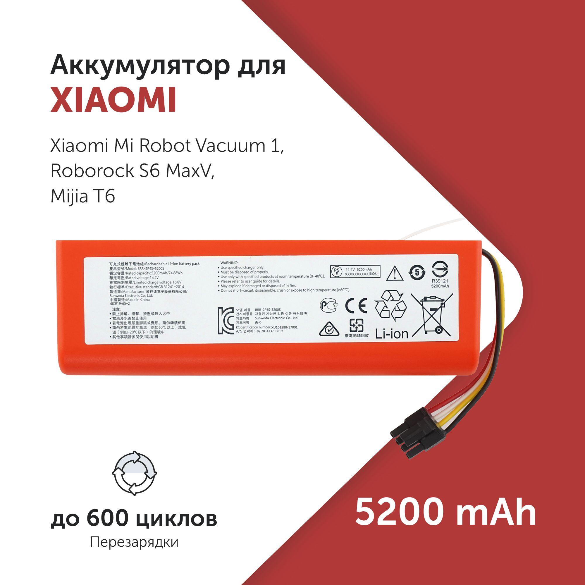 Аккумулятор для пылесоса Xiaomi (BRR-2P4S-5200S) Roborock S5, S6 14.4V 5200mAh