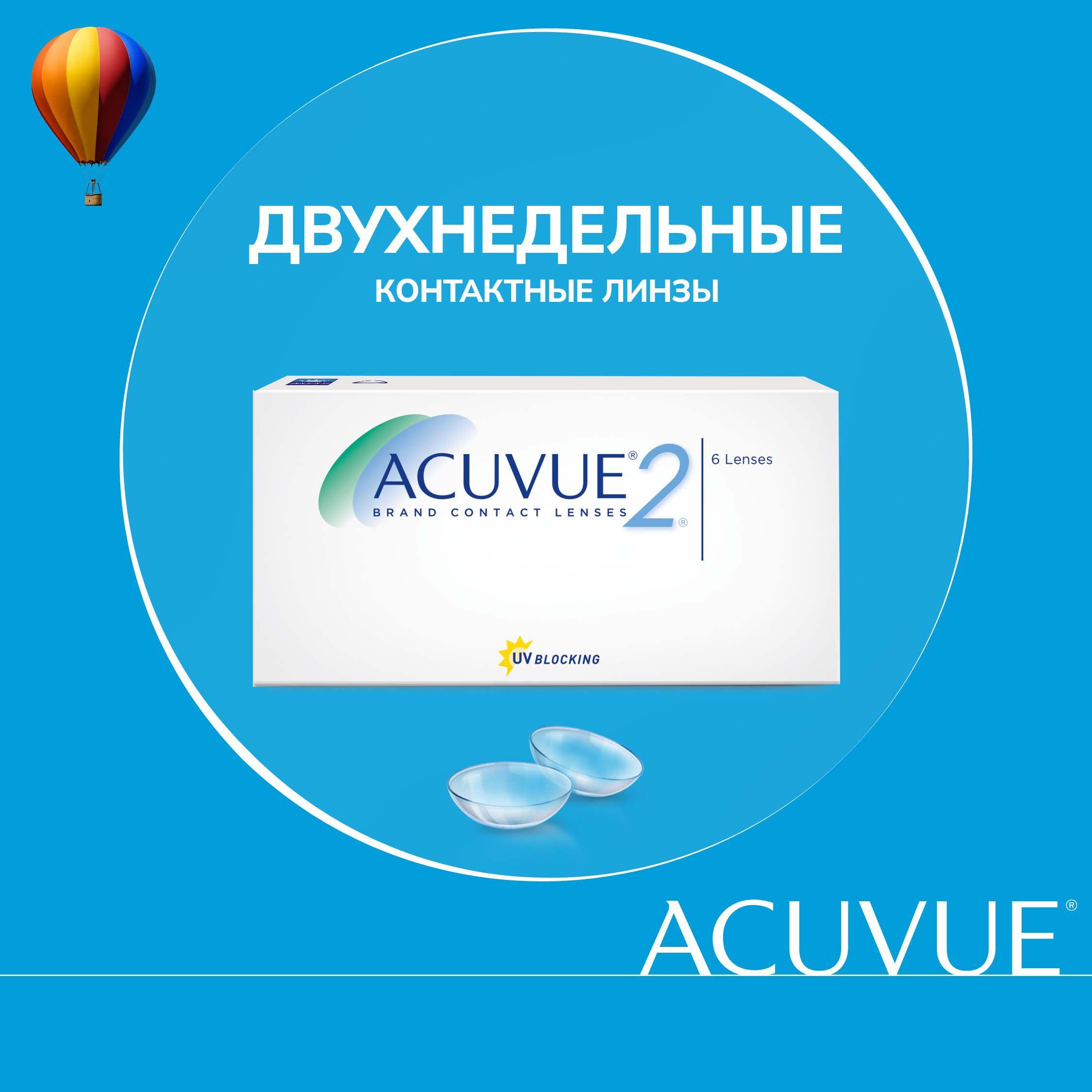 Контактные линзы Acuvue 2, 6 линз I 8.7 I -1.25 I двухнедельные I прозрачные