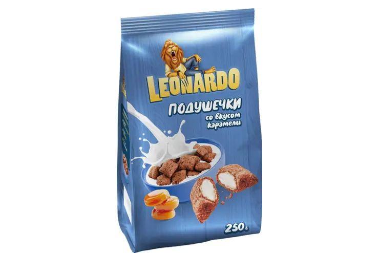 Leonardo, готовый завтрак Подушечки со вкусом карамели, 250 г