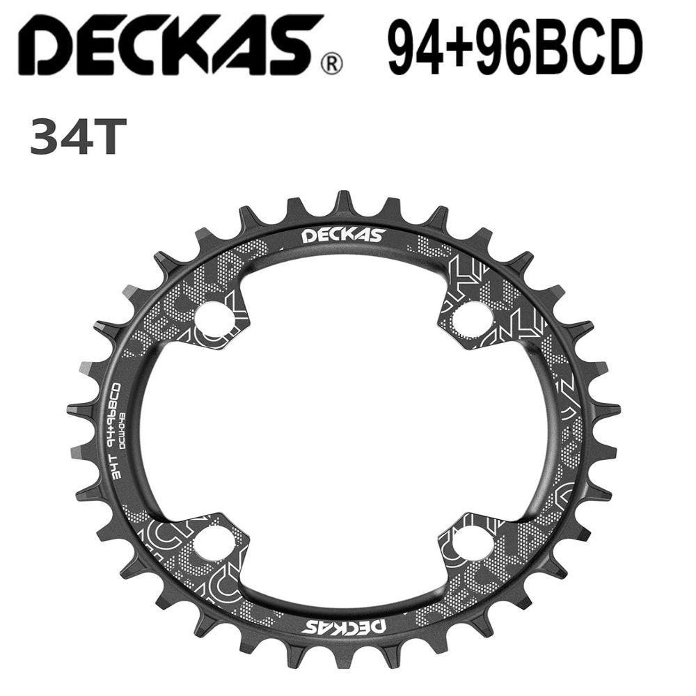 Звезда передняя Deckas 34T 96BCD 94BCD, Narrow Wide, для шатунов Shimano, Sram, алюминий, цвет черный